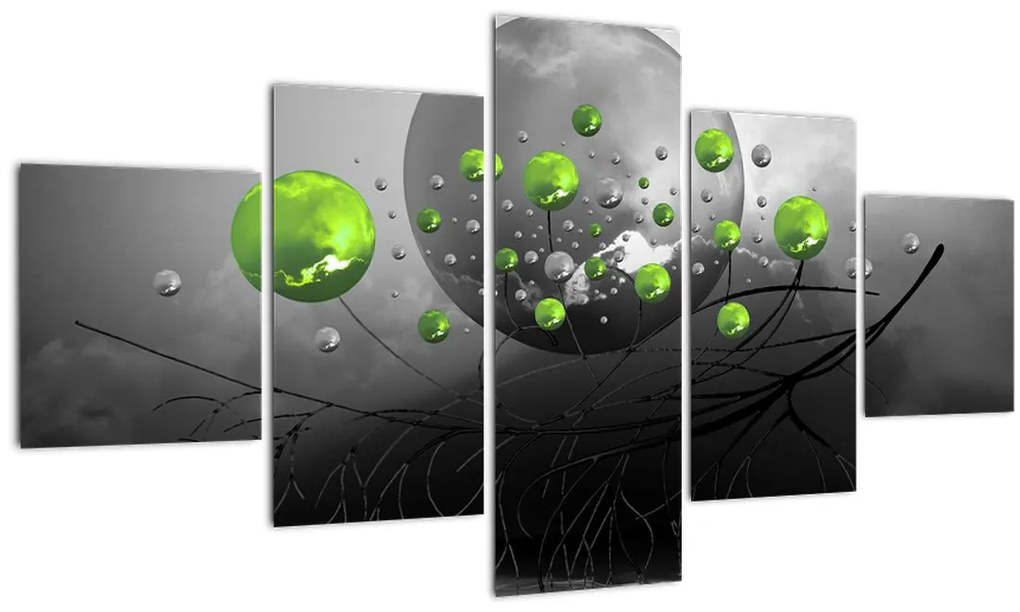 Obraz zelených abstraktných gulí (125x70 cm), 40 ďalších rozmerov