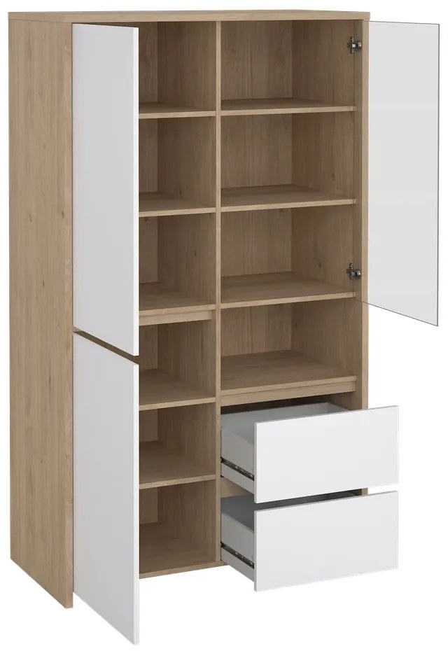 Biela/v prírodnej farbe vitrína v dekore duba 100x170x48 cm Next – Tvilum