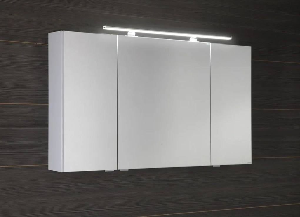 Sapho, RIWA galérka s LED osvetlením, 121x70x17cm, 3x dvierka, biela lesk, RIW120-0030