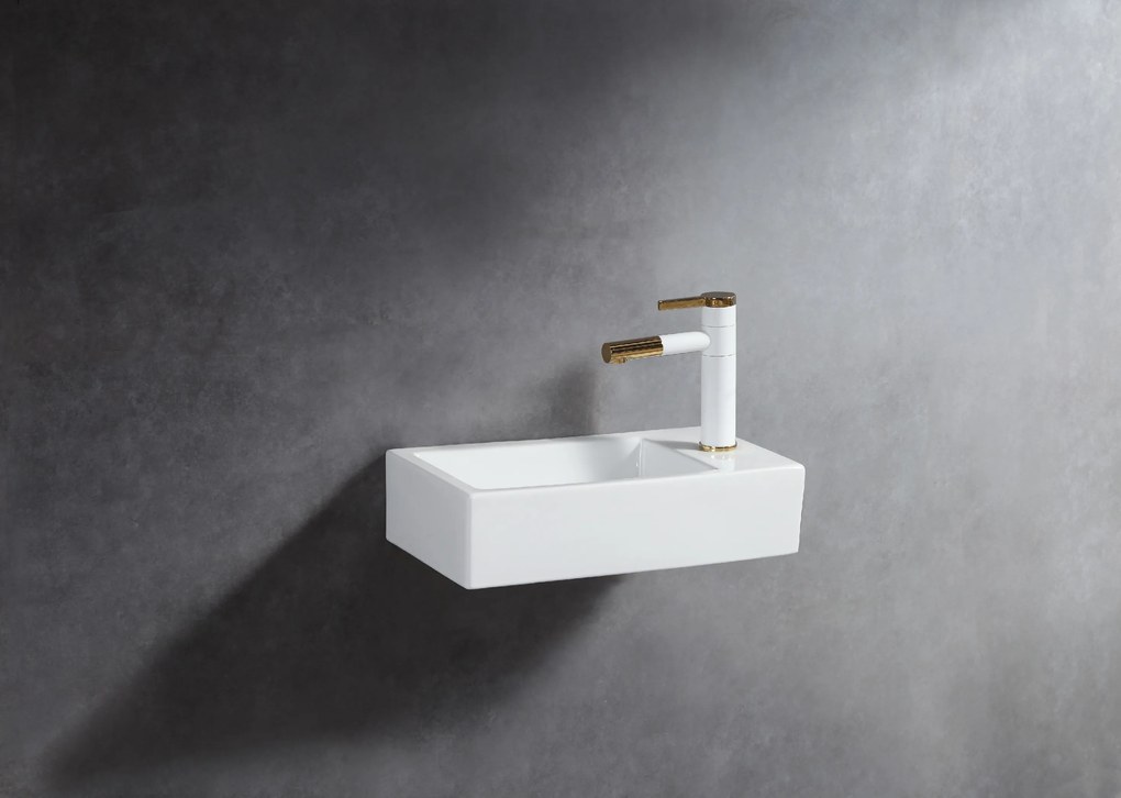 Cerano Roberto, keramické umývadlo 365x180x90 mm, závesné pravé, biela lesklá, CER-CER-417209R