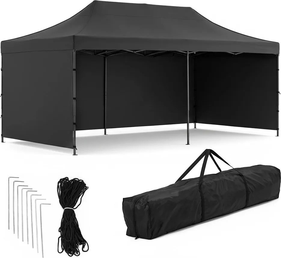 SPRINGOS Nožnicový záhradný stan 3×6 m – čierny, obchodný pavilón na podujatia GP0008
