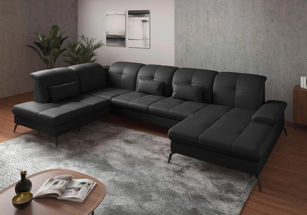 XXXLutz SEDACIA SÚPRAVA, koža, textil, čierna Sit & More - Sedačky - 00014401174H
