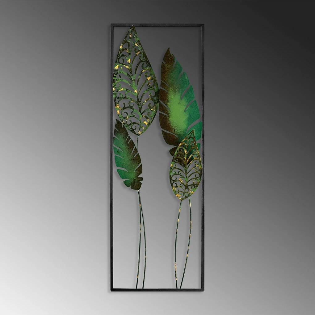 Nástenná kovová dekorácia Timeyi 2 zelená/čierna