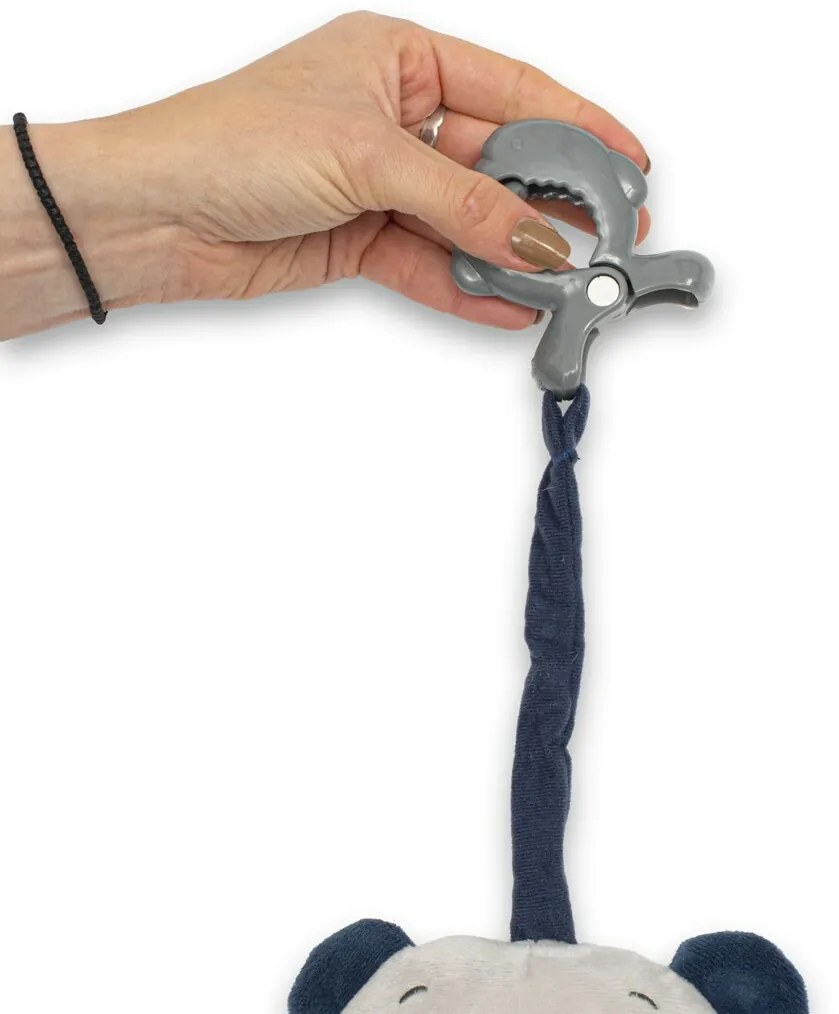 Baby Mix Detská plyšová hračka s hracím strojkem aklipom Medvedík modrý, 24 cm