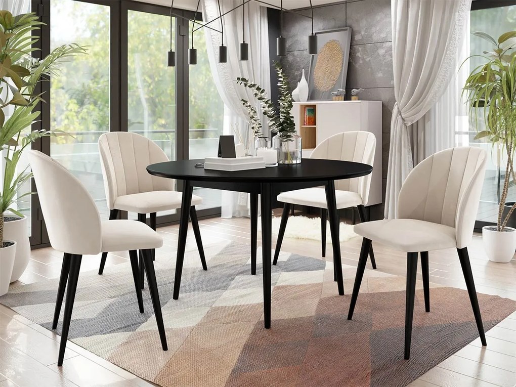 Okrúhly stôl Botiler FI 100 so 4 stoličkami ST100 04, Farby: čierny, Potah: Magic Velvet 2216