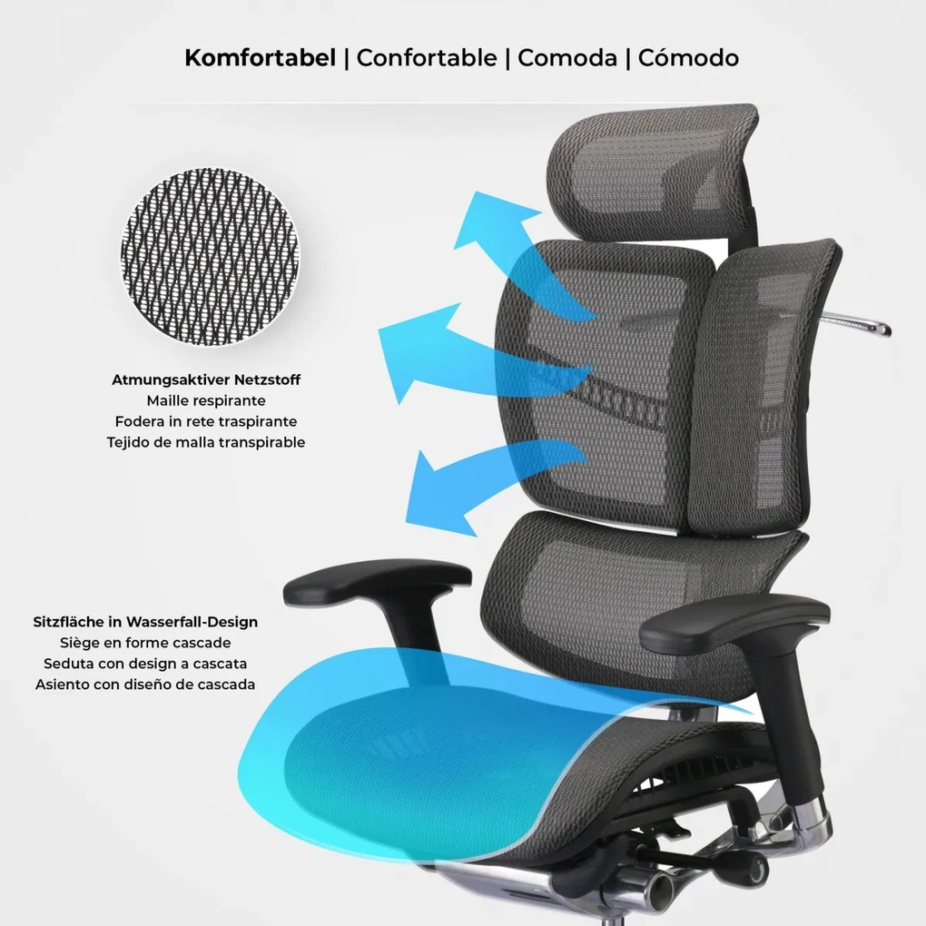 Kancelárska stolička Norfolk Ergonomic - Sivá