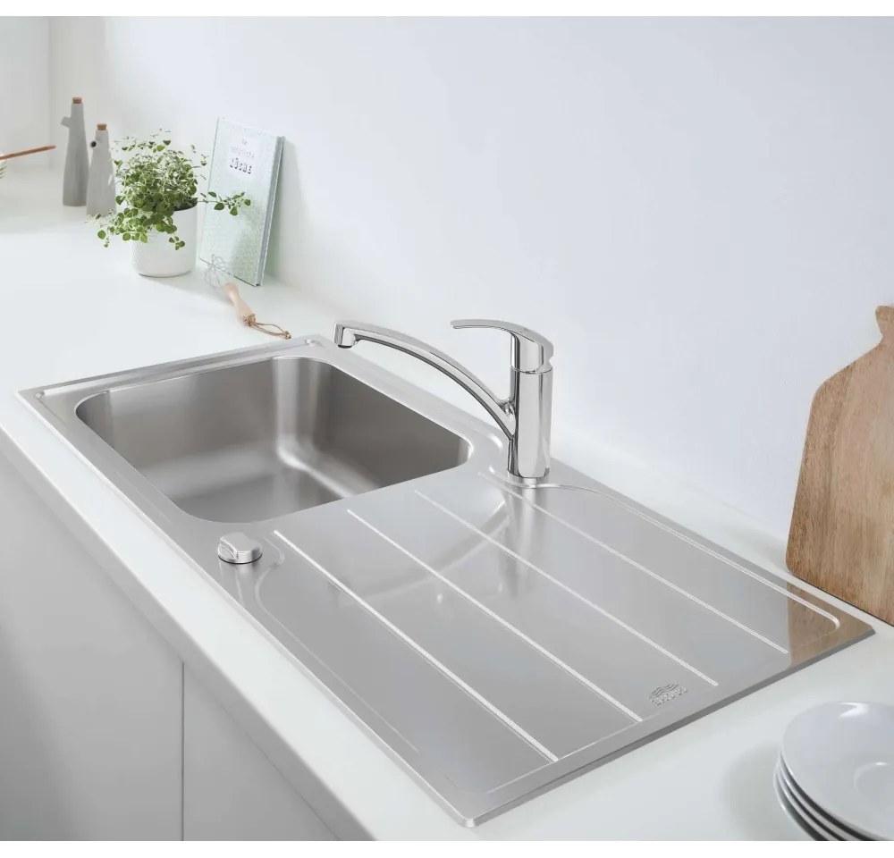 GROHE K500 nerezový drez s odkvapávacou plochou, s excentrom, obojstranný, horná montáž, 1000 x 500 mm, kartáčovaná nerezová oceľ, 31563SD1