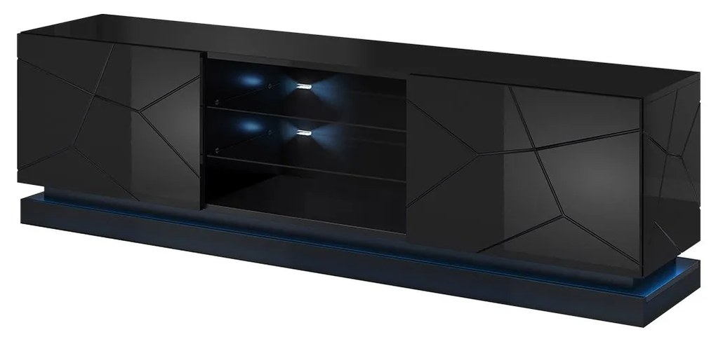 TV skrinka Agnes 200, Osvetlenie: osvetlenie LED RGB - farebné, Farby: biela / biely lesk