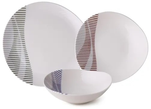 24-dielna jedálenská súprava, pestrofarebná, porcelán