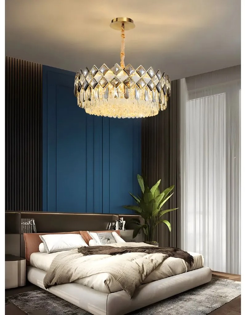 Toolight Toolight, zásvesné krištáľové svietidlo 8xE14 APP1540-8CP60, zlatá lesklá, OSW-05171