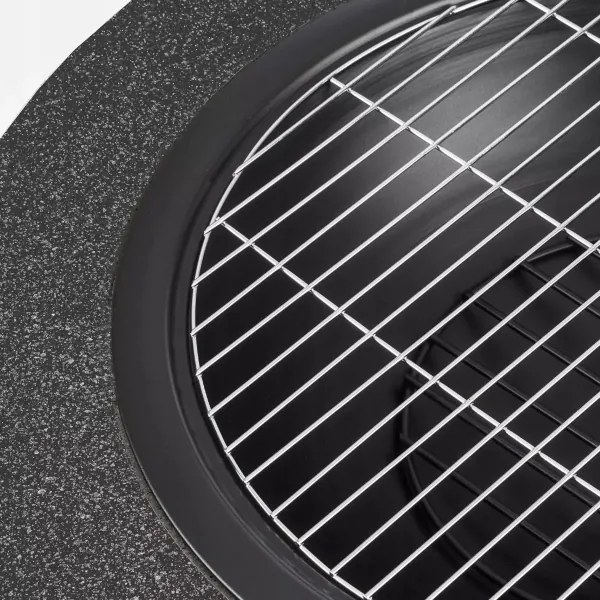 Prenosné ohnisko s roštom 79,5x38 cm, čierna/tmavá žula