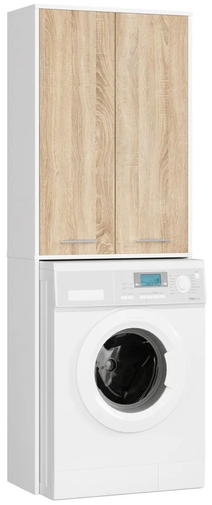 Kúpeľňová skrinka nad práčku Fin 2D biela/dub sonoma