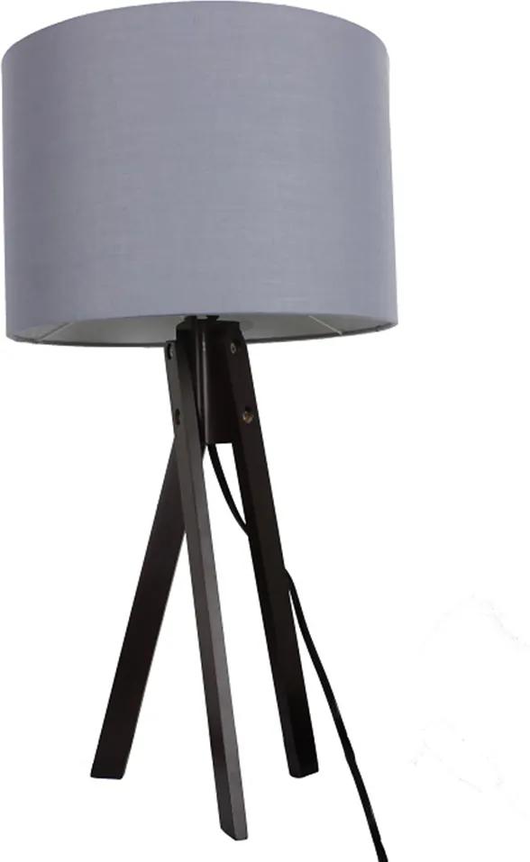 Stolná lampa, sivá/drevo čierne, LILA TYP 5 LS2002