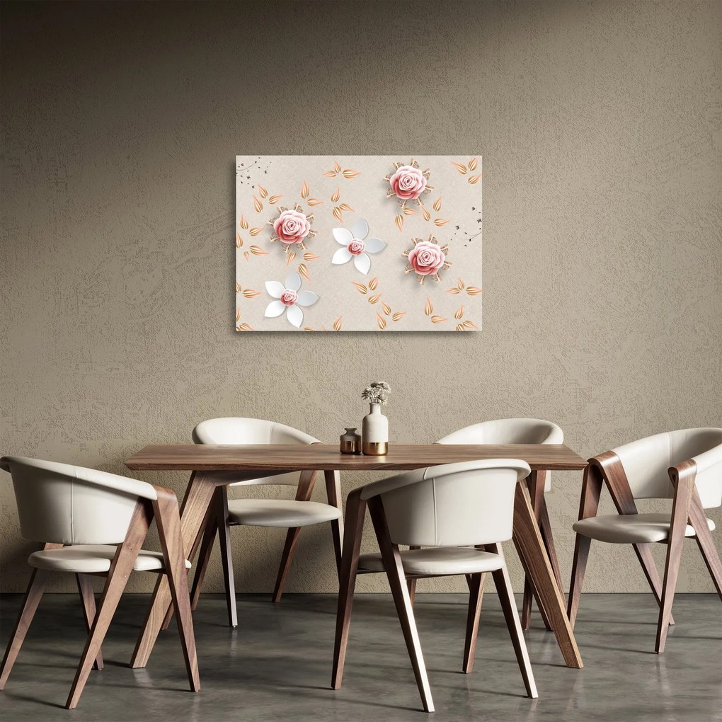 Sklenený obraz - Kvety ruží (70x50 cm)