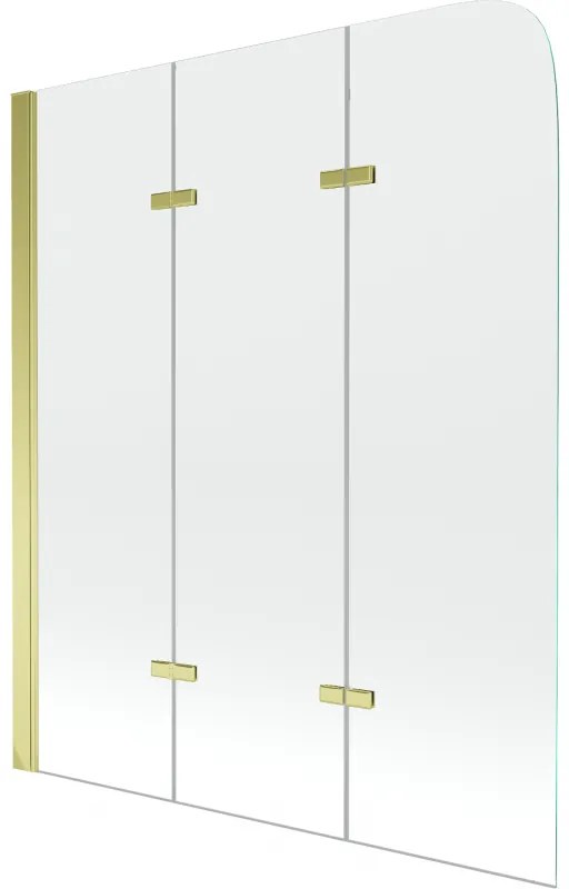Mexen FELIX, vaňová zástena, 3-krídlová, 120 x 140 cm, zlatá-transparentná, 890-120-003-50-00