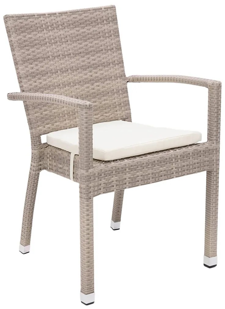 DEOKORK Záhradné ratanové kreslo NAPOLI s poduškou (sivo-béžová)