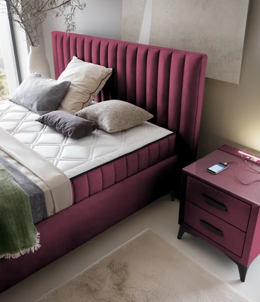 Posteľ Joy 160x200 cm, tmavo ružová látka