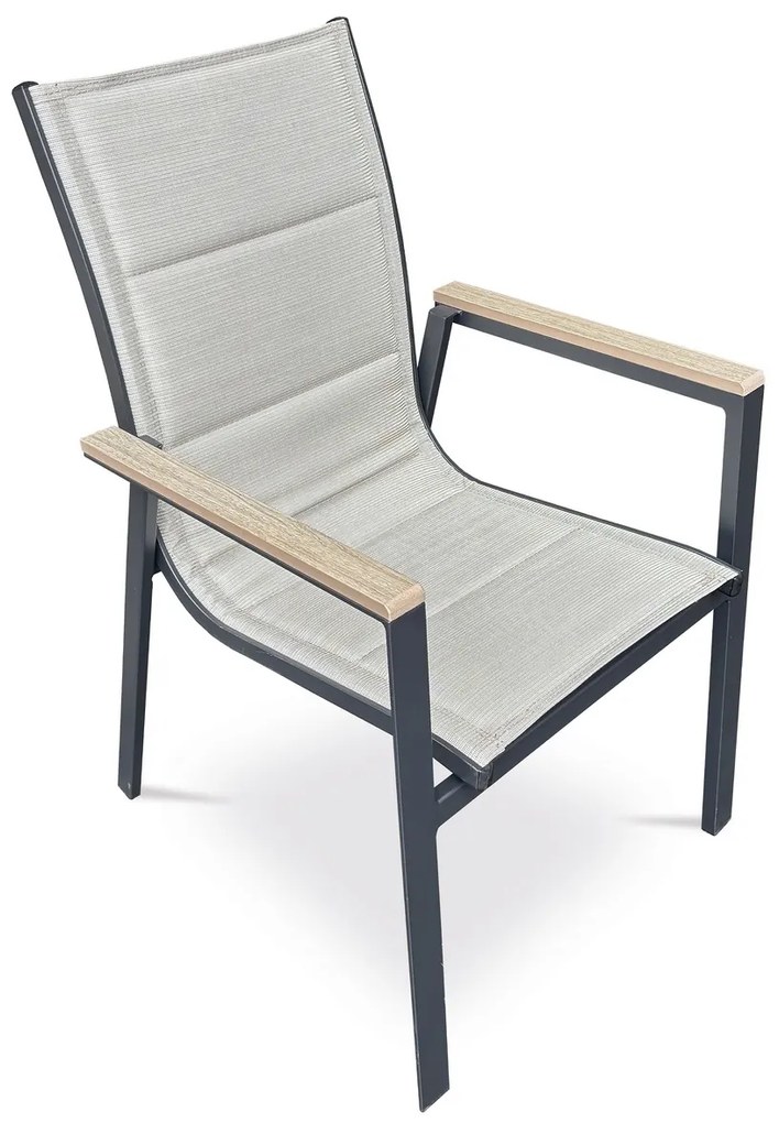 Autronic Záhradná stolička, hliník, textil, béžová, AZC-S1110 BK