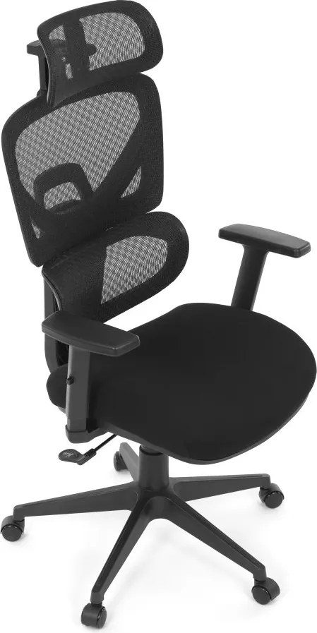 Kancelárska ergonomická stolička TRAGEL — sieťovina / látka, čierna
