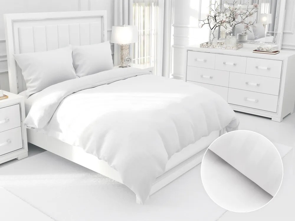Biante Damaškové posteľné obliečky Atlas Grádl DM-011 Biele - pásiky 2 cm Dvojlôžko francúzske 240x220 a 2ks 70x90 cm