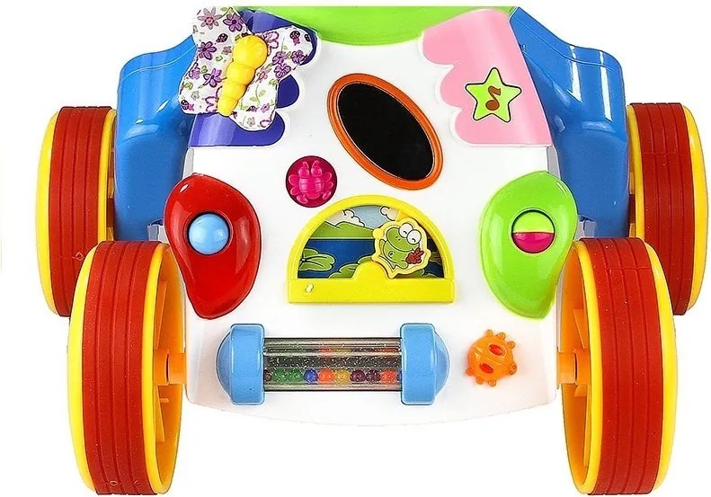 LEAN Toys Happy Hippo Pusher so zrkadlovými gumenými kolieskami