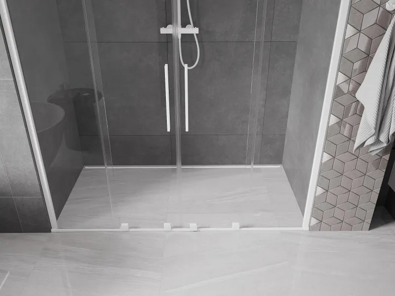 Mexen Velar Duo, posuvné dvere do otvoru 200x200 cm, 8mm číre sklo, biela, 871-200-000-02-20