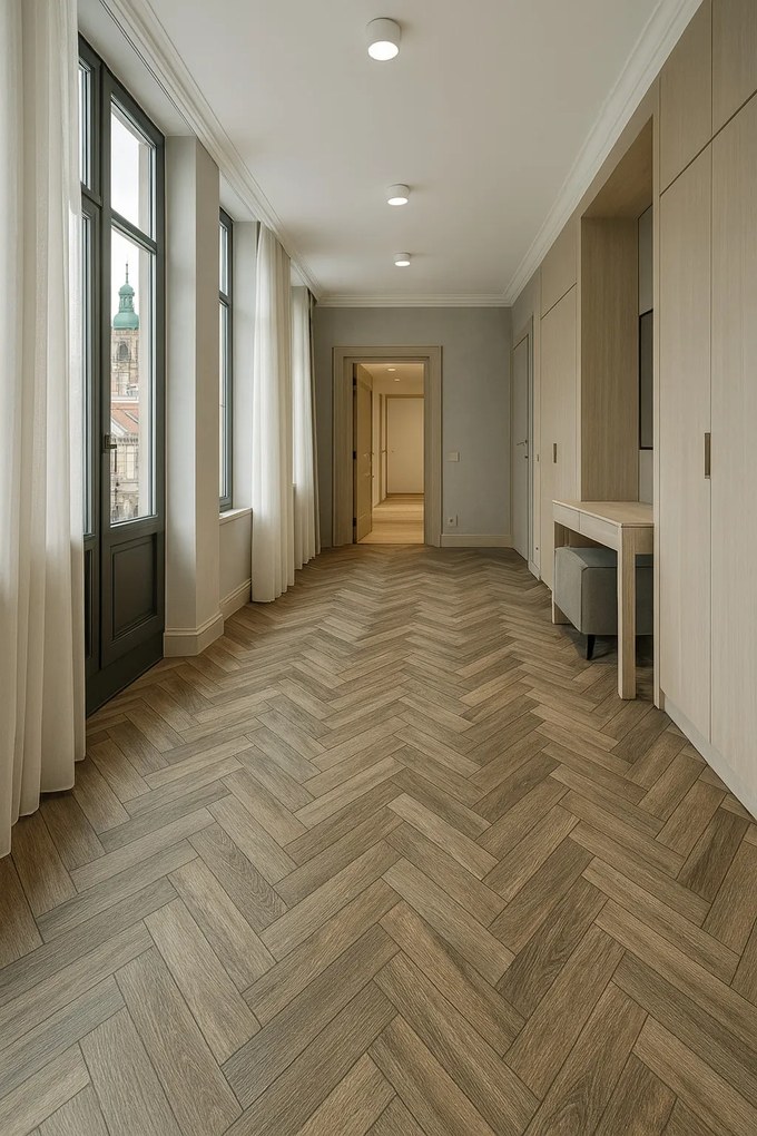 PVC podlaha - lino Blacktex Laurel Oak 669D, na mieru, šíře 4m, hnedá, filc, chodba / predsieň, Beauflor