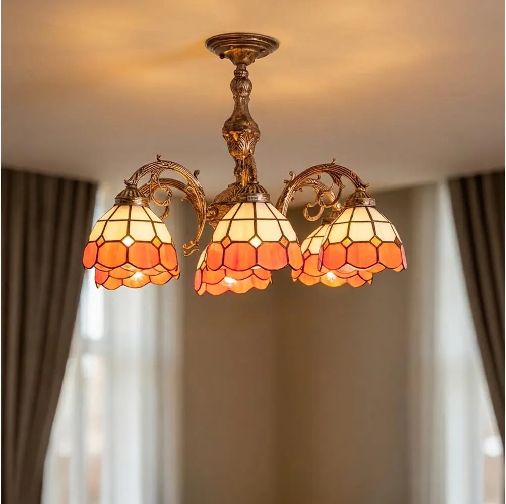Brilagi - Tiffany vitražový prisadený luster SIENNA 6xE27/60W/230V pr. 60 cm