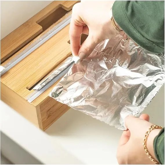 Orion Rezačka a držiak na alobal, fóliu - bambusový na 2 role, jazdec na rezanie