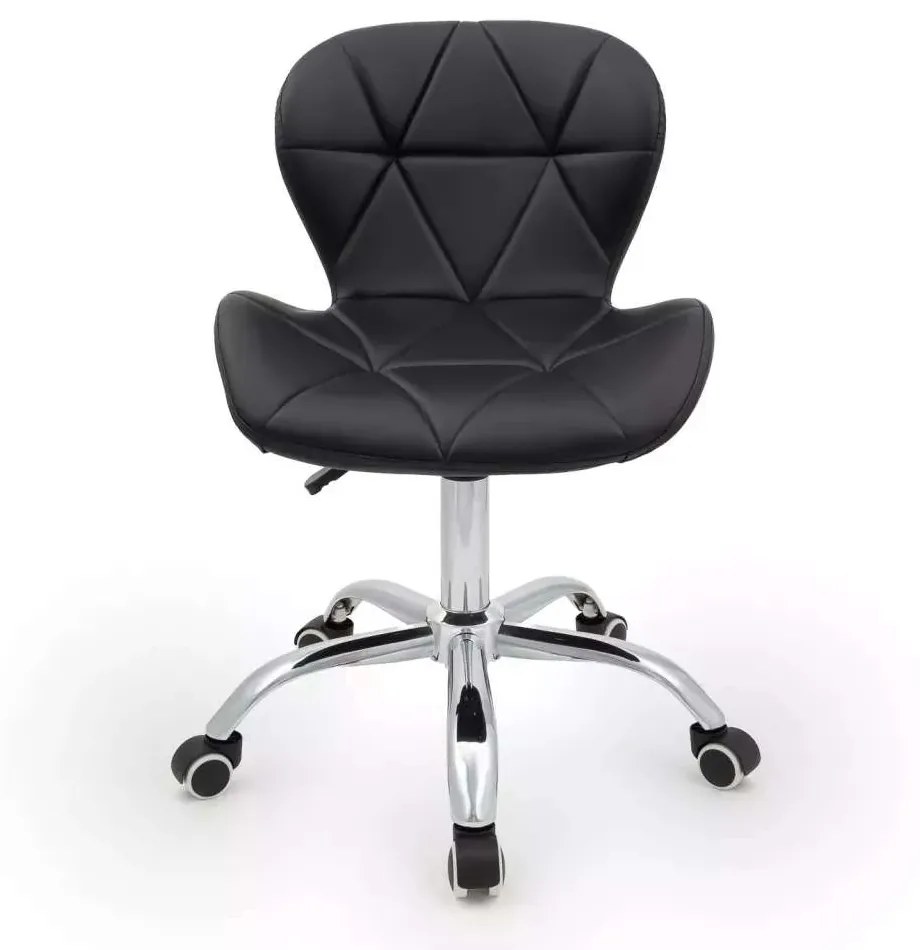 LuxuryForm DESIGN Stolička LIVIO na striebornej podstave s kolieskami - čierna