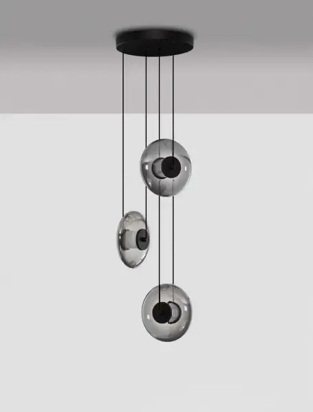 LED stmievateľný čierno-šedý moderný luster Skia 3