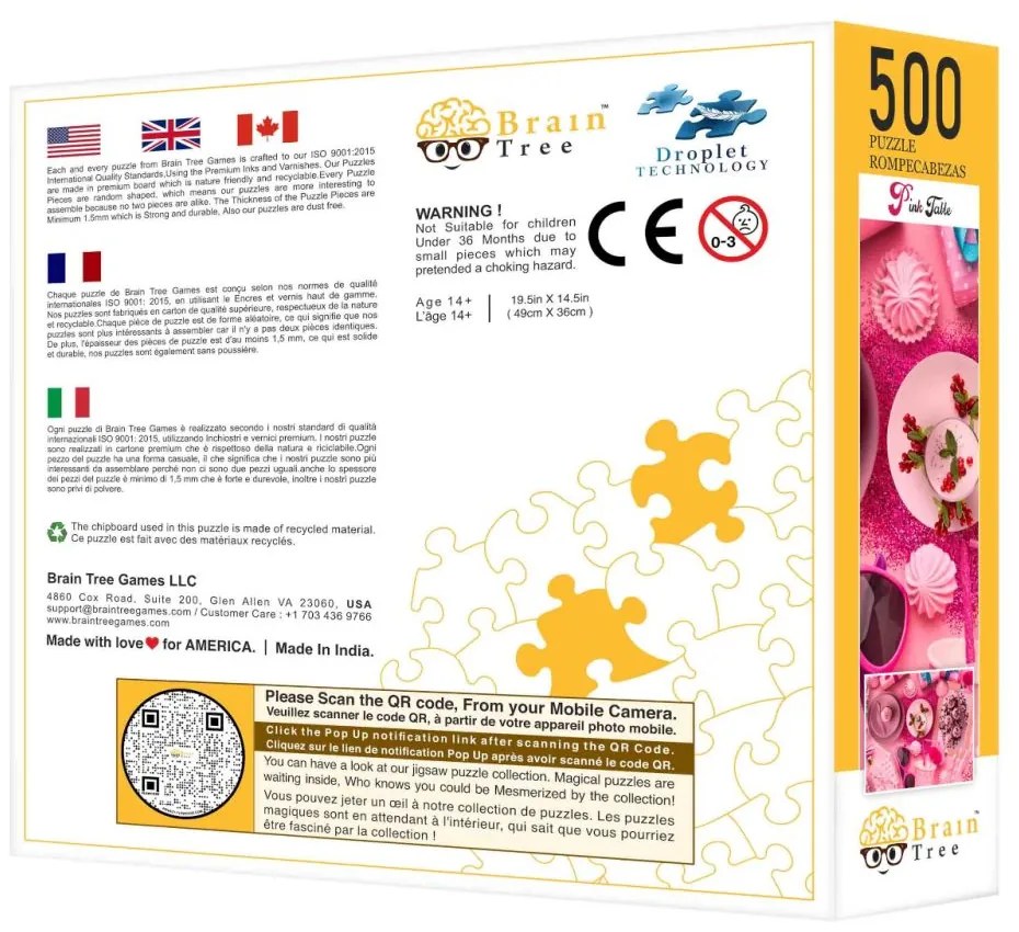 Brain Tree Puzzle Ružovo prestreté 500 dielikov