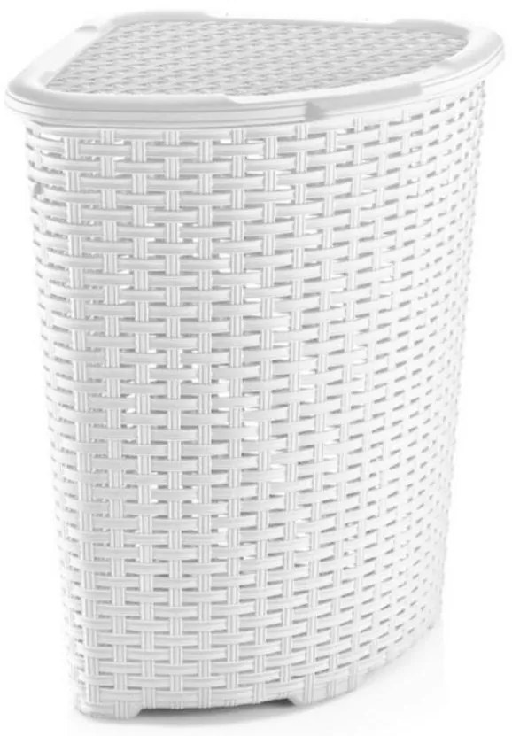 Kôš na špinavé prádlo UH 52 l biely 40x40x58 cm rohový imitácia Ratan