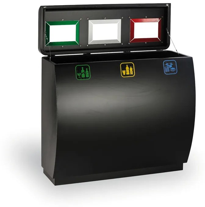 Odpadkový kôš na triedený odpad, 3x50 l, kovový