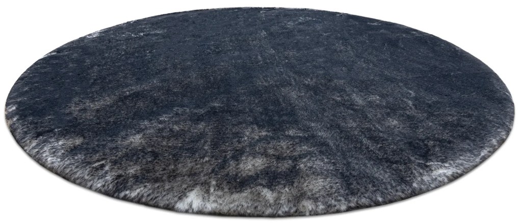 Okrúhly prateľný koberec LAPIN shaggy, čierny/ slonovinová kosť