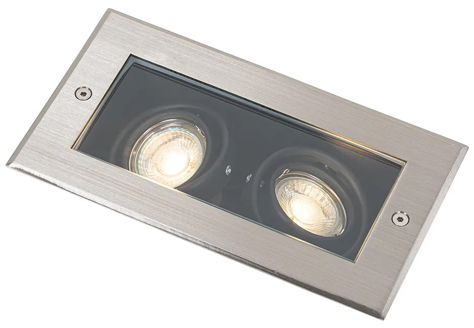 Inteligentné zemné bodové svietidlo oceľové 2-svetlá nastaviteľné IP65 vr. 2 GU10 50mm - Oneon