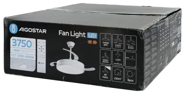 Aigostar - LED Stmievateľný stropný ventilátor LED/36W/230V 2700-6500K + DO biela