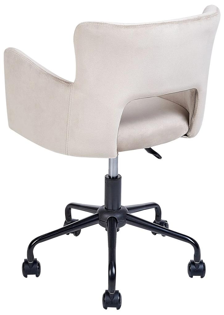 Zamatová kancelárska stolička sivobéžová SANILAC Beliani