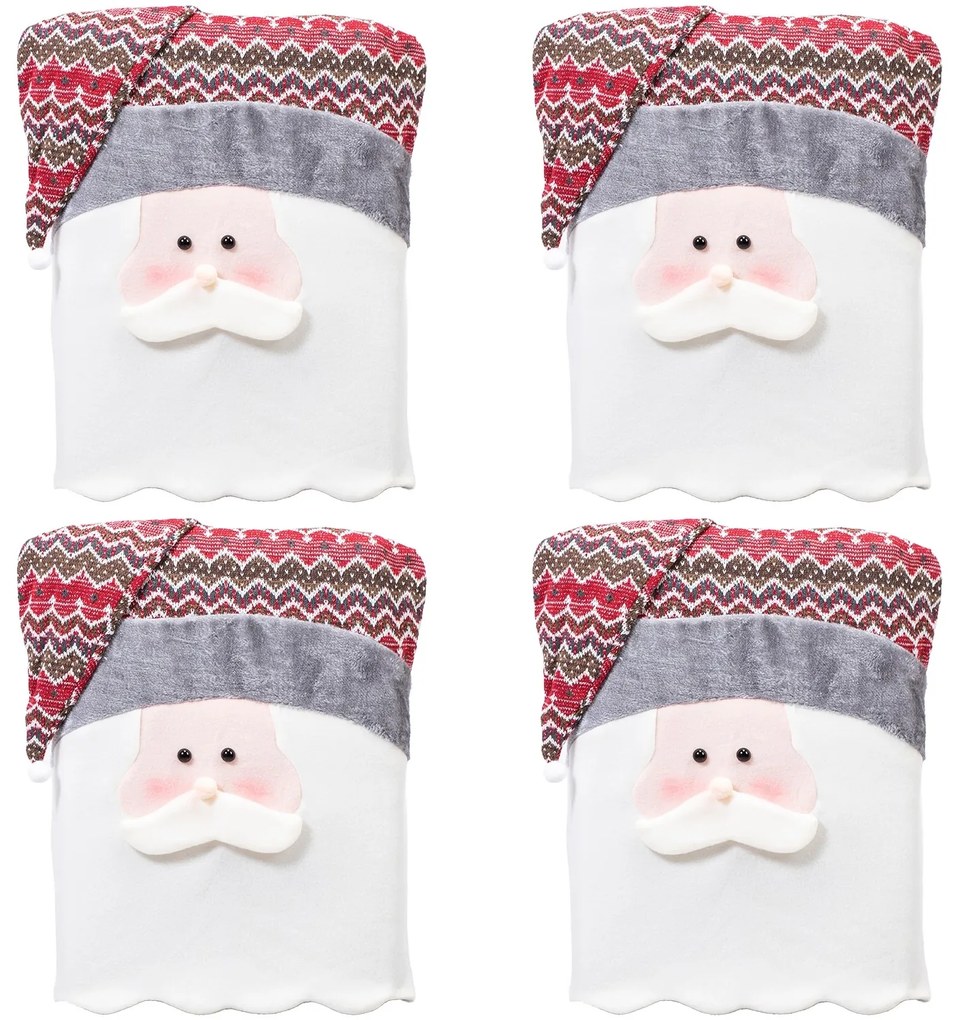 Sada 4 ks potahů na židle Merry Christmas Santa vícebarevná
