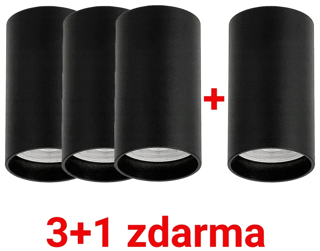 BERGE LED svietidlo pre povrchovú montáž FIGU - čierne 3+1 ZADARMO
