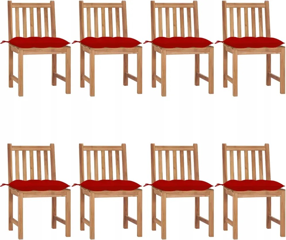 vidaXL Záhradné stoličky 8 ks s podložkami tíkový masív