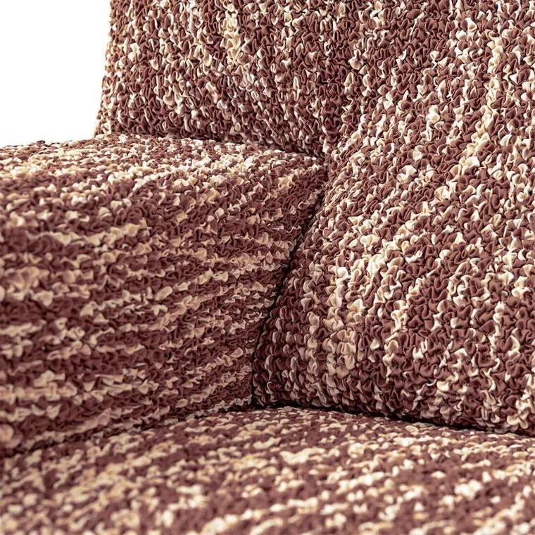 Bielastické poťahy UNIVERSO NOVÉ žíhané hnedé kreslo ušiak (š. 60 - 110 cm)
