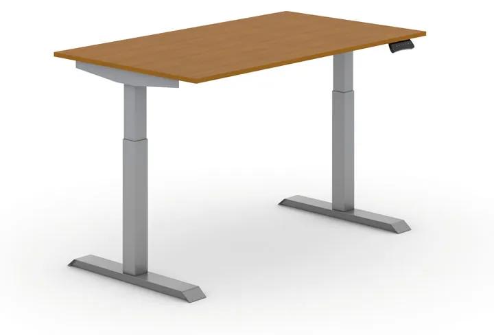 Výškovo nastaviteľný stôl PRIMO ADAPT, elektrický, 1400x800x735-1235 mm, čerešňa, sivá podnož