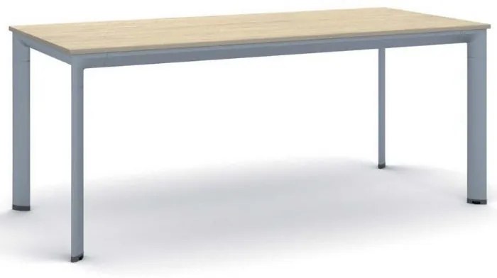 Rokovací kancelársky stôl PRIMO INVITATION, 180x80 cm, sivostrieborná podnož, dub prírodný
