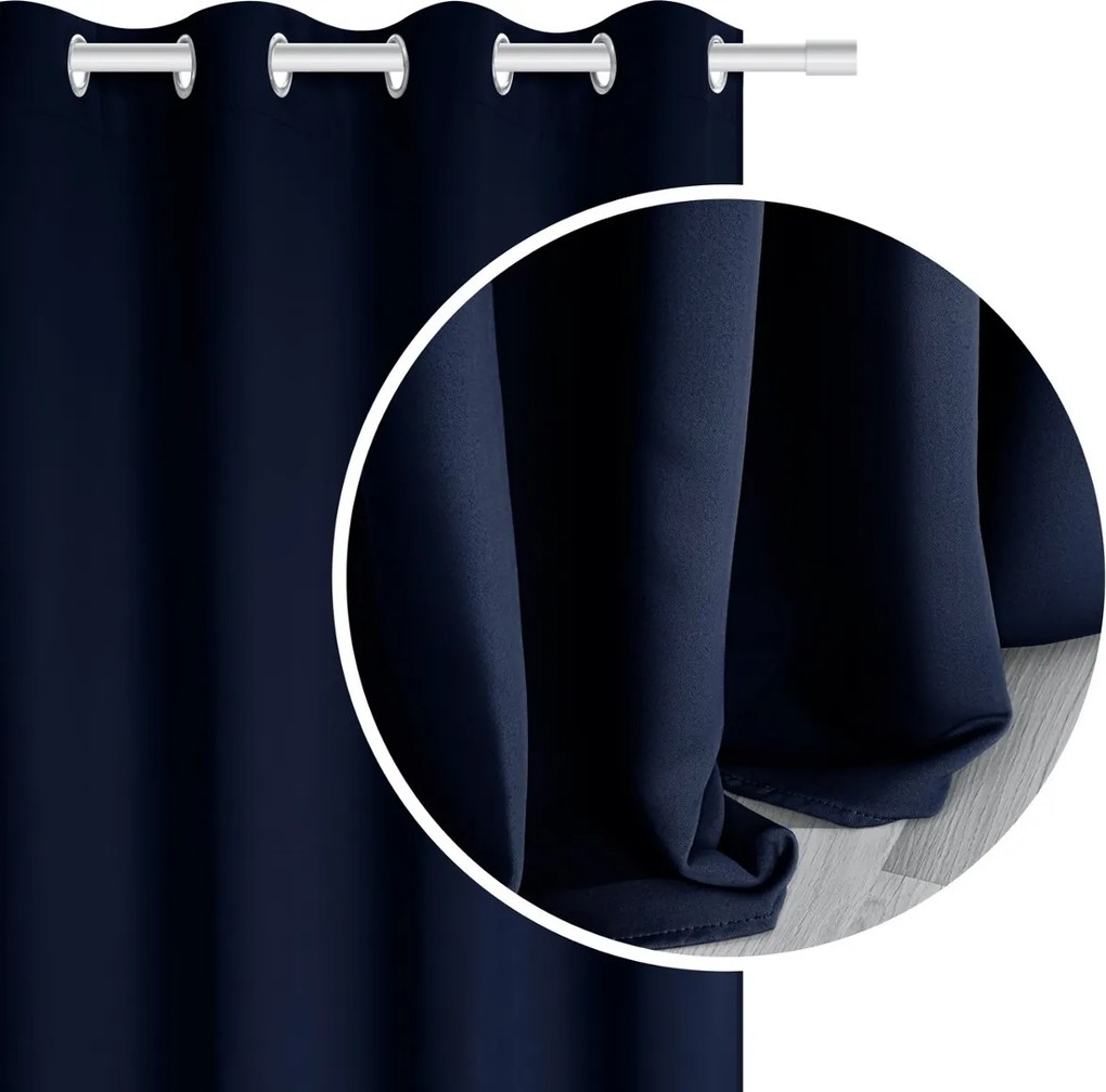 Záves na krúžkoch HOLD tmavomodrý 140x250 cm