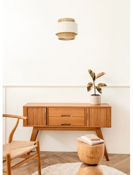 Závesný luster BOHO na lanku 1xE27/60W/230V, priemer 20 cm, krémová/juta