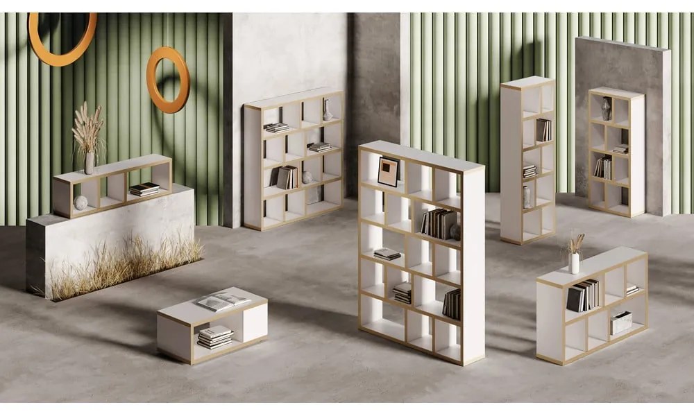 Knižnica v bielo-prírodnej farbe 150x159 cm Berlin – TemaHome