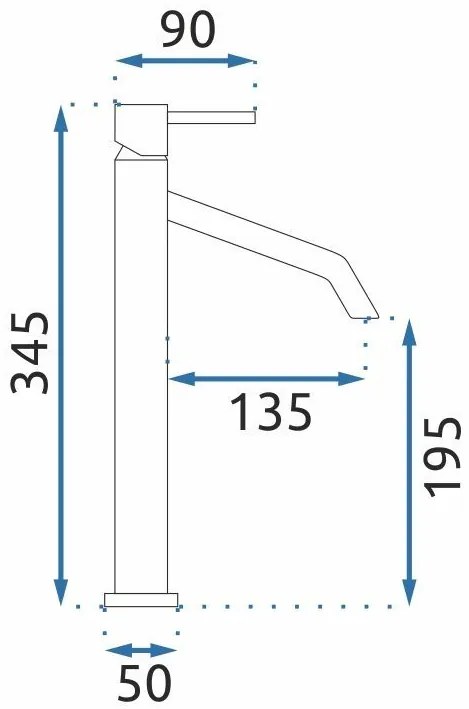 Rea Level, vysoká umývadlová batéria h-345, zlatá matná, REA-B6217