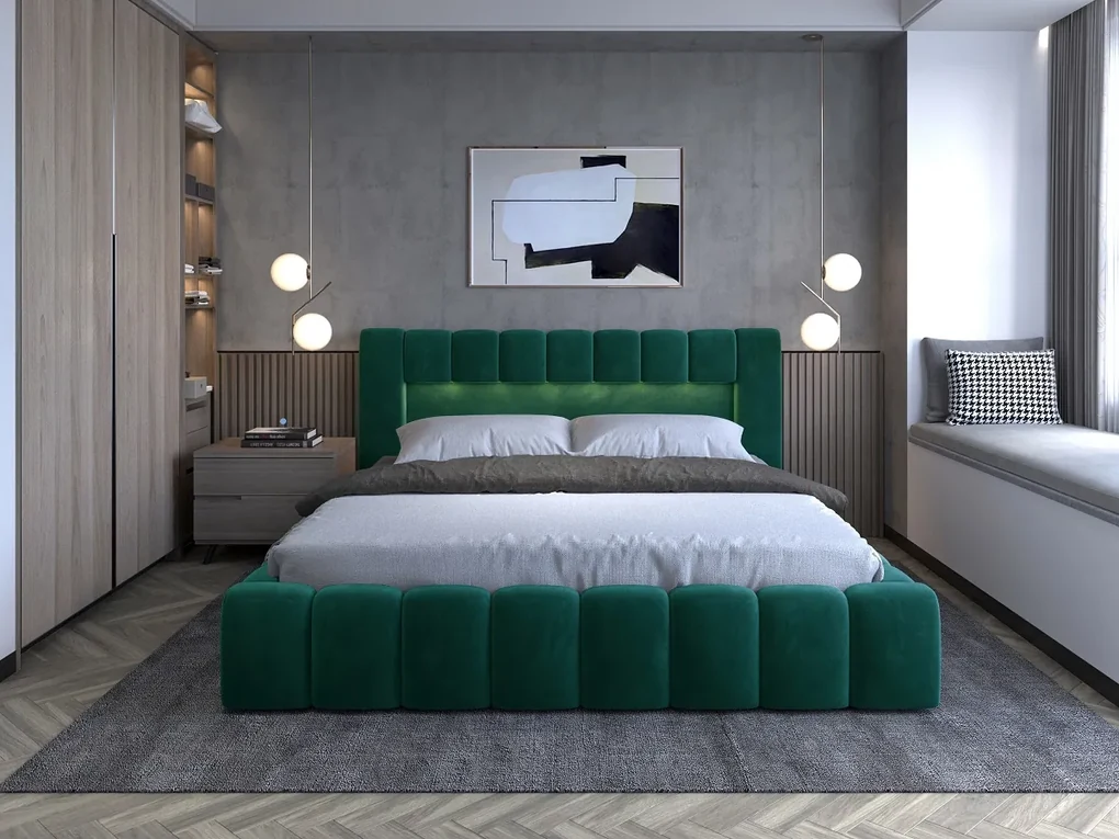 Manželská posteľ 180 cm Luxa (antracit) (s roštom, úl. priestorom a LED). Vlastná spoľahlivá doprava až k Vám domov. 1041577