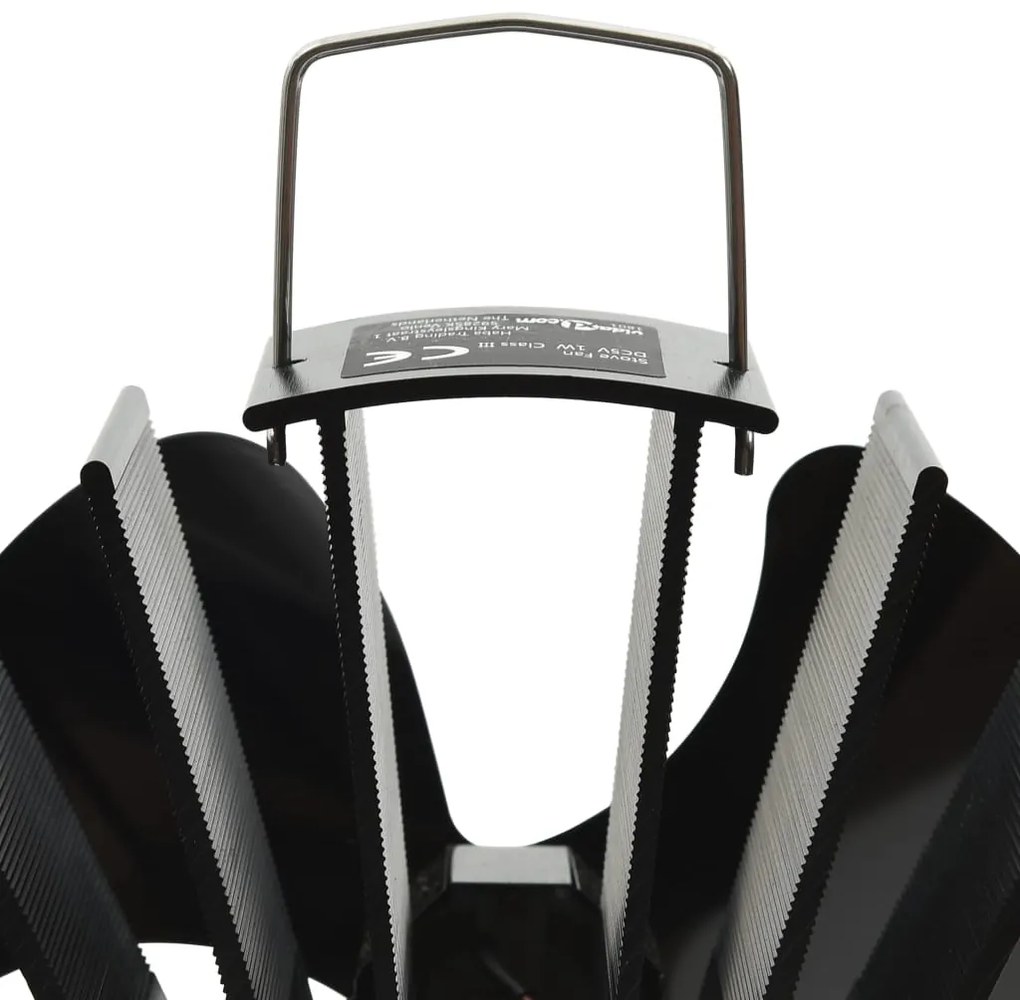 Teplom poháňaný ventilátor na krb s 3 lopatkami čierny